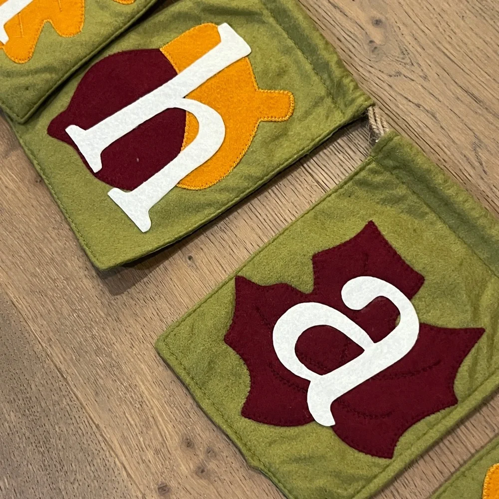 Festive 'Give Thanks' Banner in Green and Orange